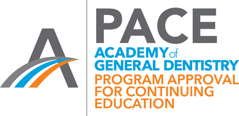 AGD PACE logo in blue and orange with the letters “AGD” above “PACE,” representing the Academy of General Dentistry Program Approval for Continuing Education.