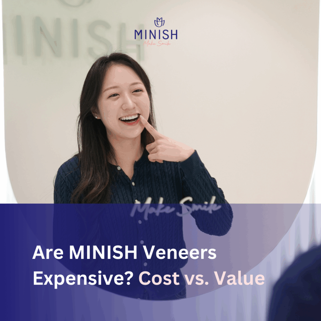 Comparison visual explaining the cost versus long-term value of MINISH veneers as a minimally invasive dental veneer option